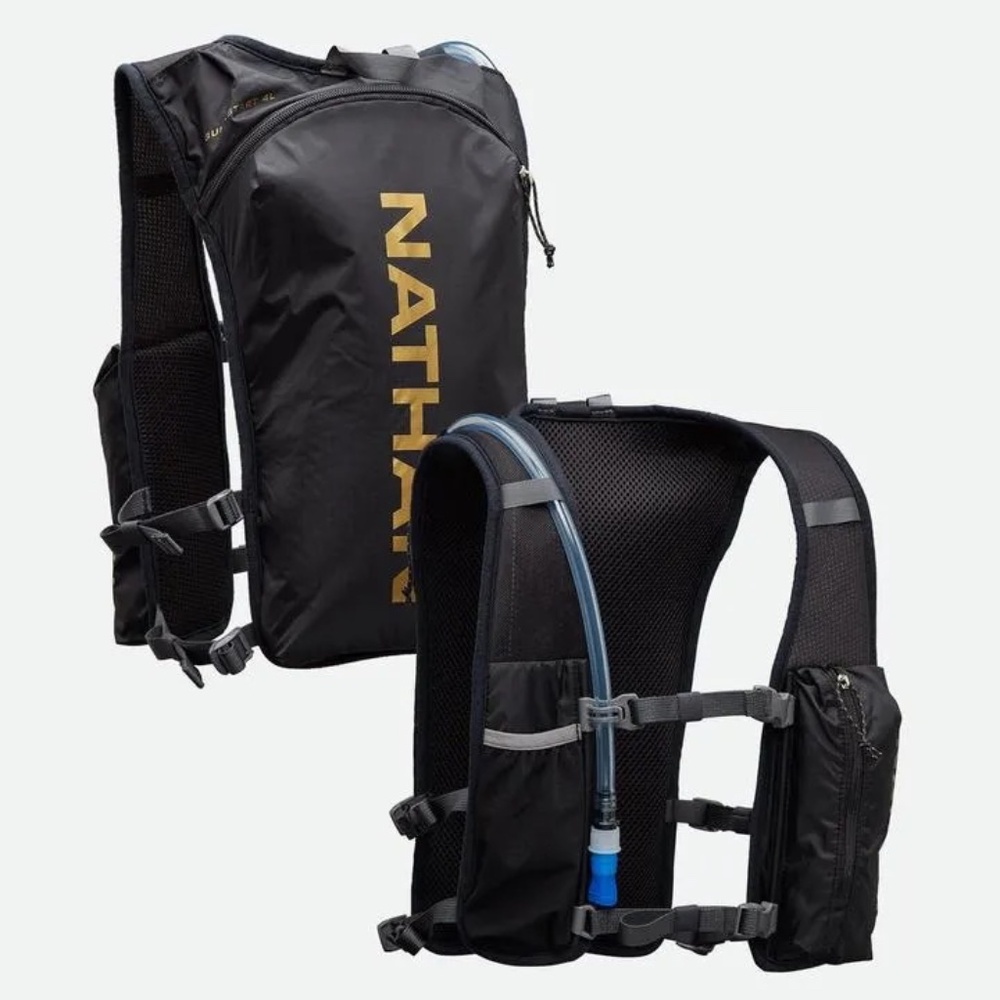 Nathan QuickStart 4 Liter Hydration Vest/Run Vest - Black/Gold - Unisex - NWT